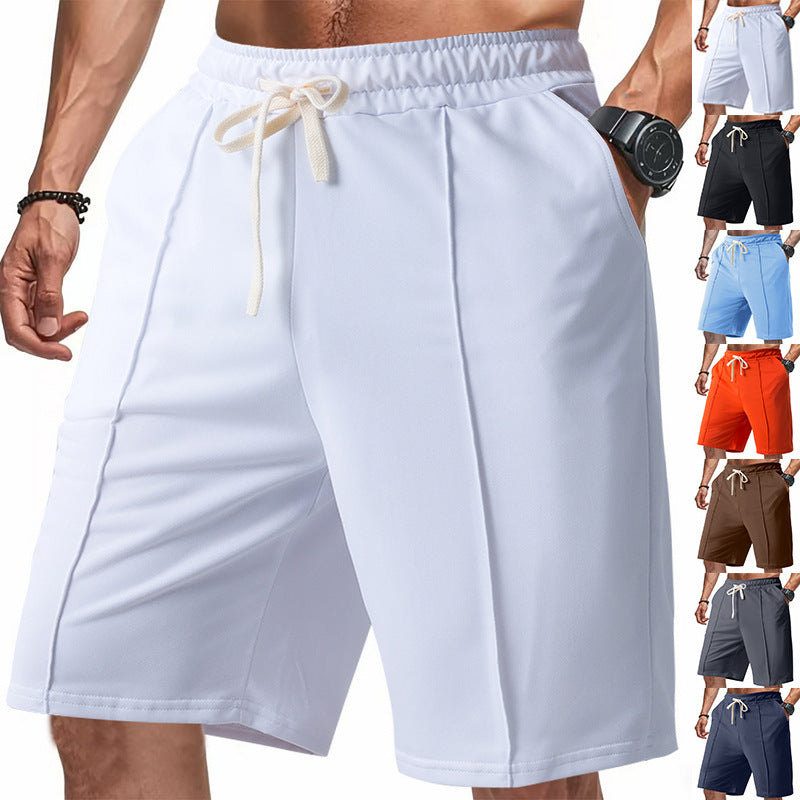 Men's Casual Sport Ribbed Solid Color Shorts