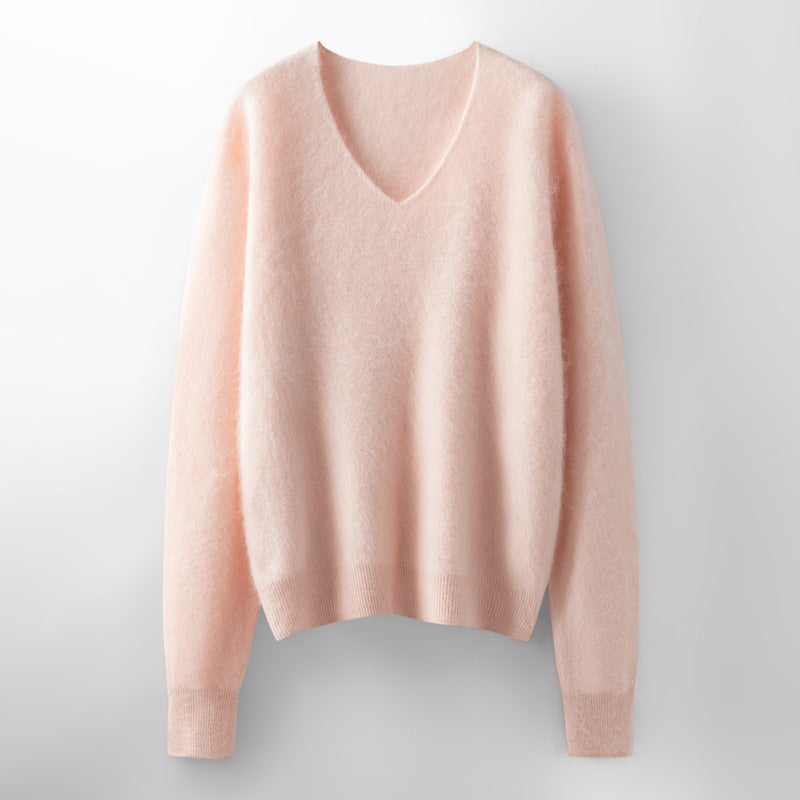 Versatile Loose-fitting Brushed Sweater In A Solid Color
