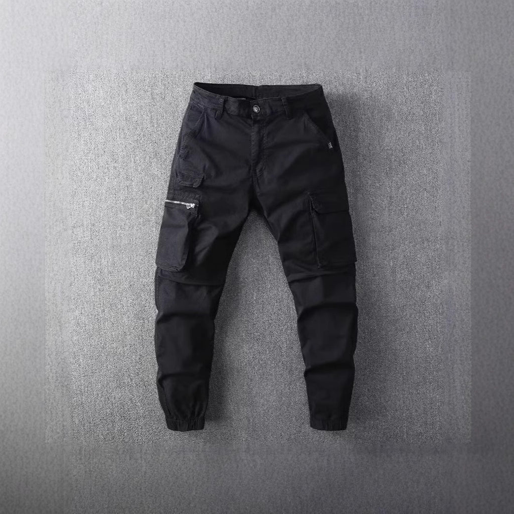 Retro-style Workwear Casual Wide-leg Jogger Pants