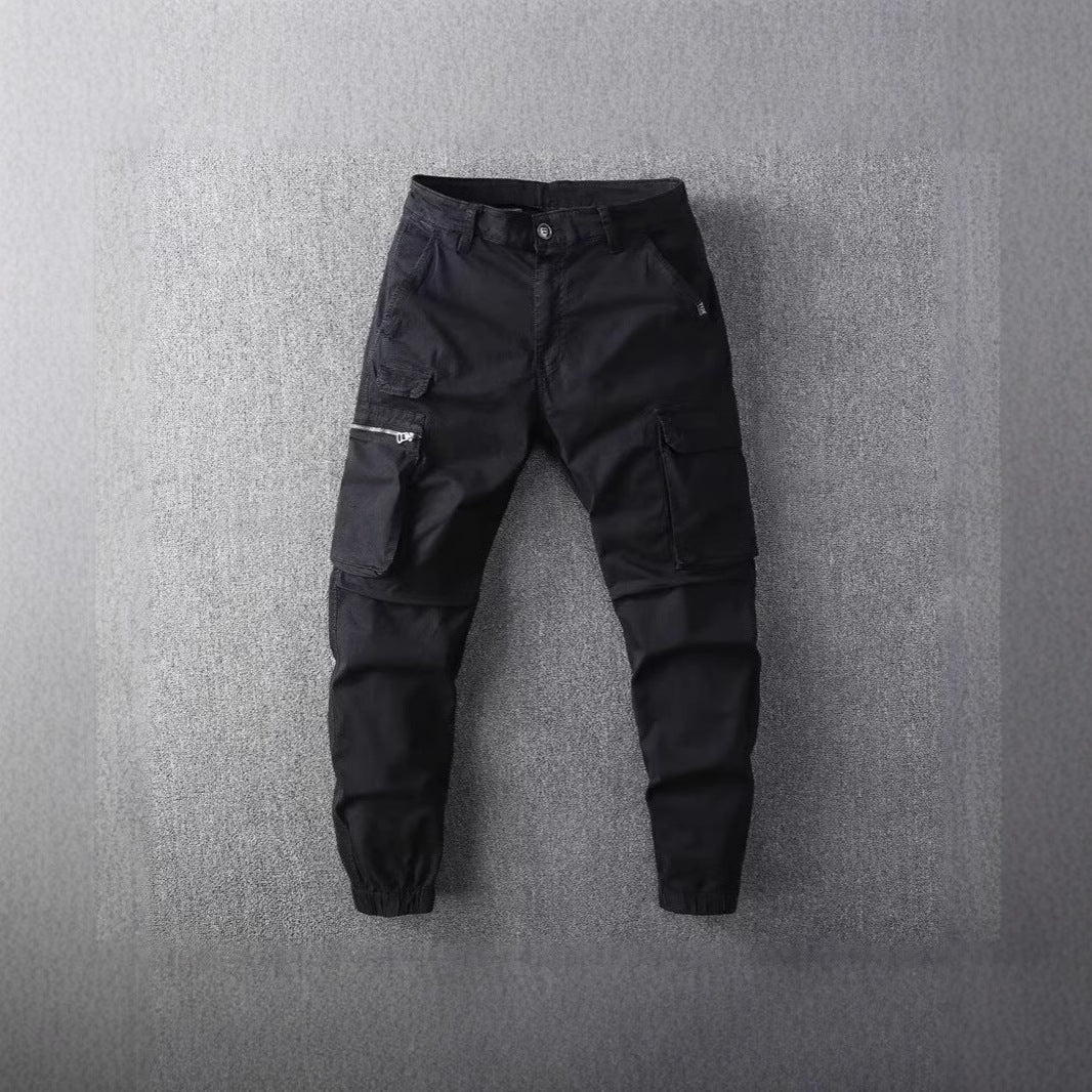 Retro-style Workwear Casual Wide-leg Jogger Pants