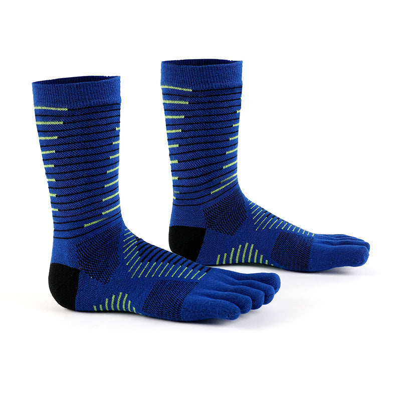 Outdoor Marathon Running Men's Mid-Calf Non-Slip Five-Finger Socks