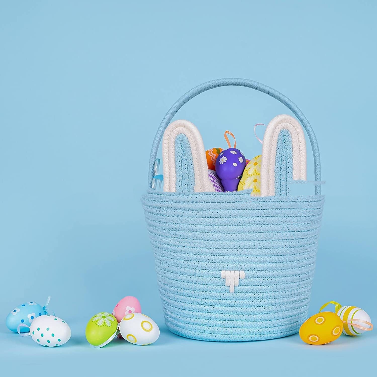 Easter Gift Basket With Hand-woven Rabbit Ears Storage Basket