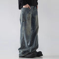 Mens Straight Leg Loose Fit Wide Leg Jeans