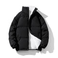 Warm Solid Color Loose Stand-collar Unisex Cotton Coat