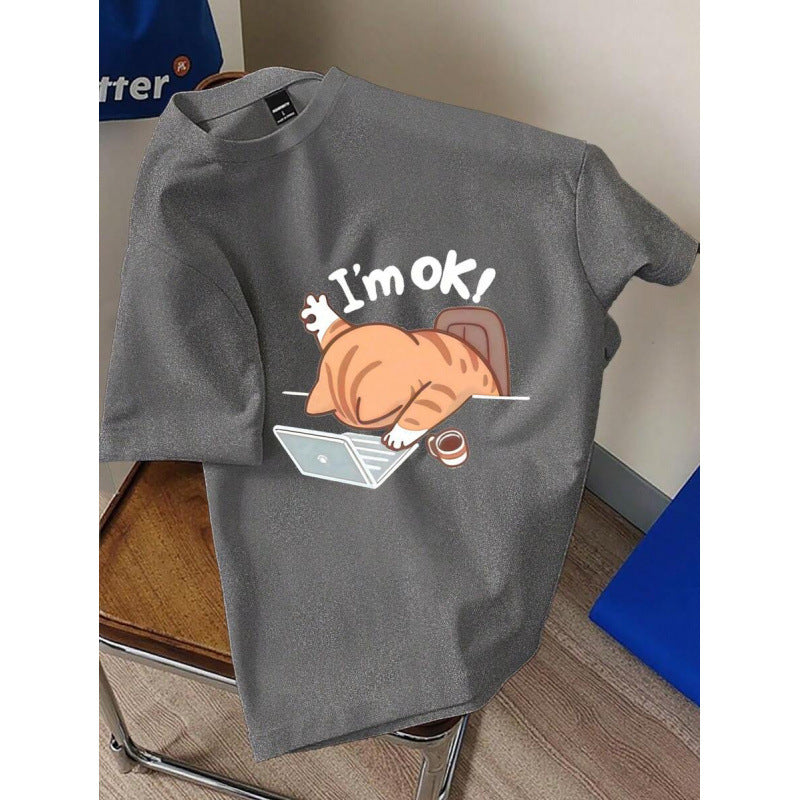 100 Cotton Casual Men's Short-Sleeve Crew-Neck T-Shirt