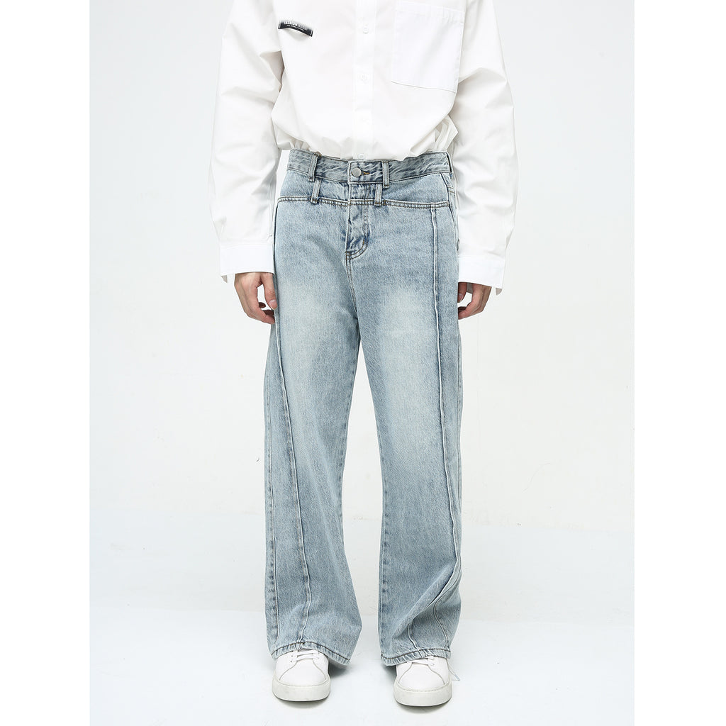 Men's American-style Retro Casual Worn Looking Washed-out Jeans