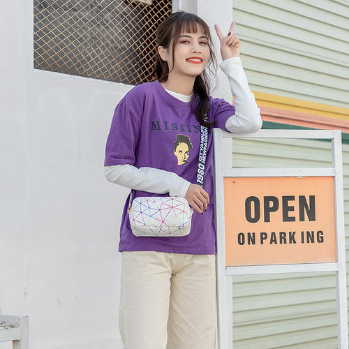 Colorful Radiating Geometric Print New Fashion Letter-Strap Camera Bag