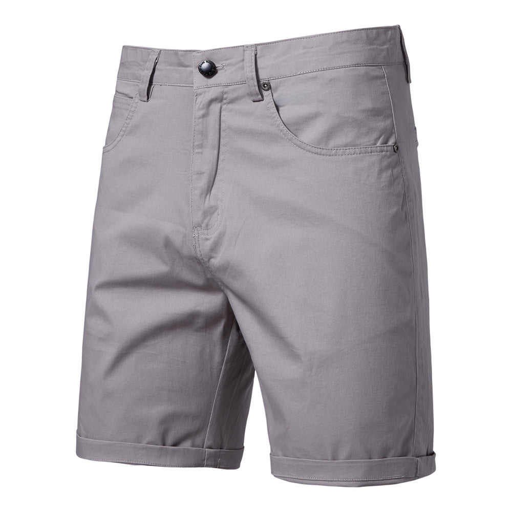 Straight Slim Cropped Pants Plus Size Solid Color Men's Clothing