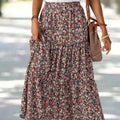 Fashionable Printed Floral High-Waisted Skirt