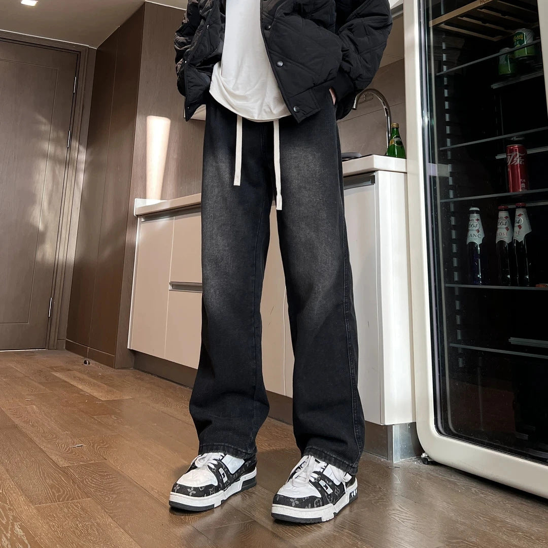 Spring And Summer Straight Loose Men's Pants High Street Washing