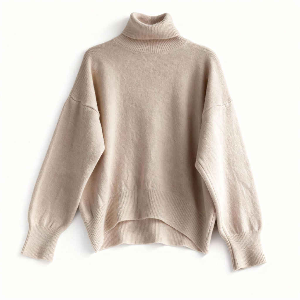 Elegant Commuter Knitted Long-Sleeve T-Shirt With A High Neck Pullover Sweater