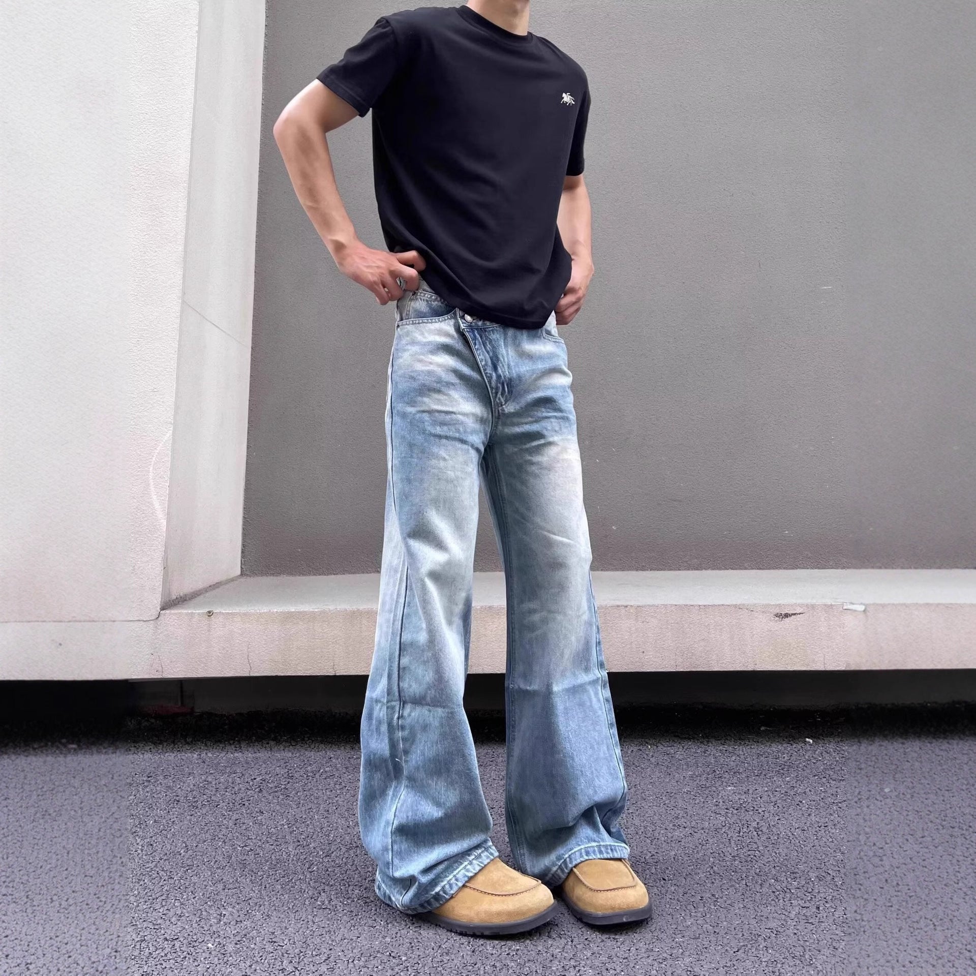 Mens Vintage Washed And Distressed Jeans