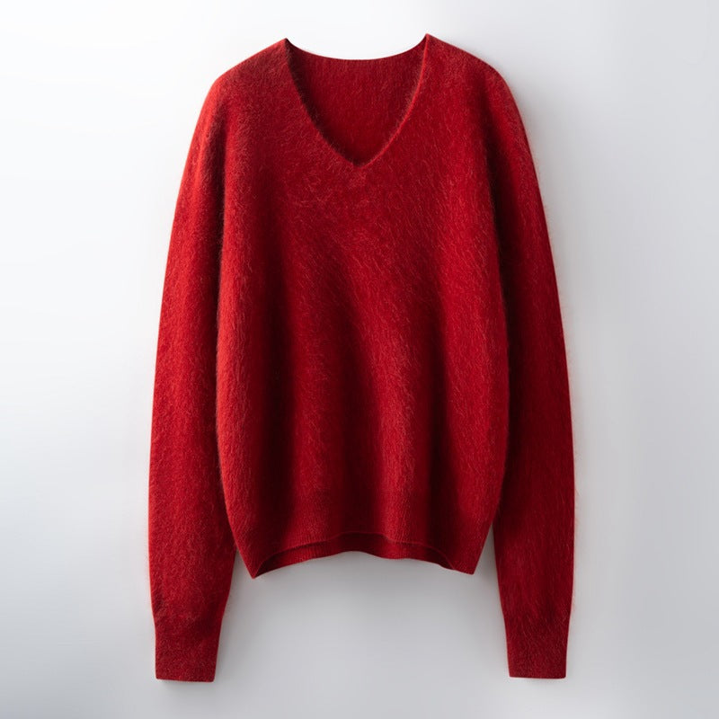 Versatile Loose-fitting Brushed Sweater In A Solid Color
