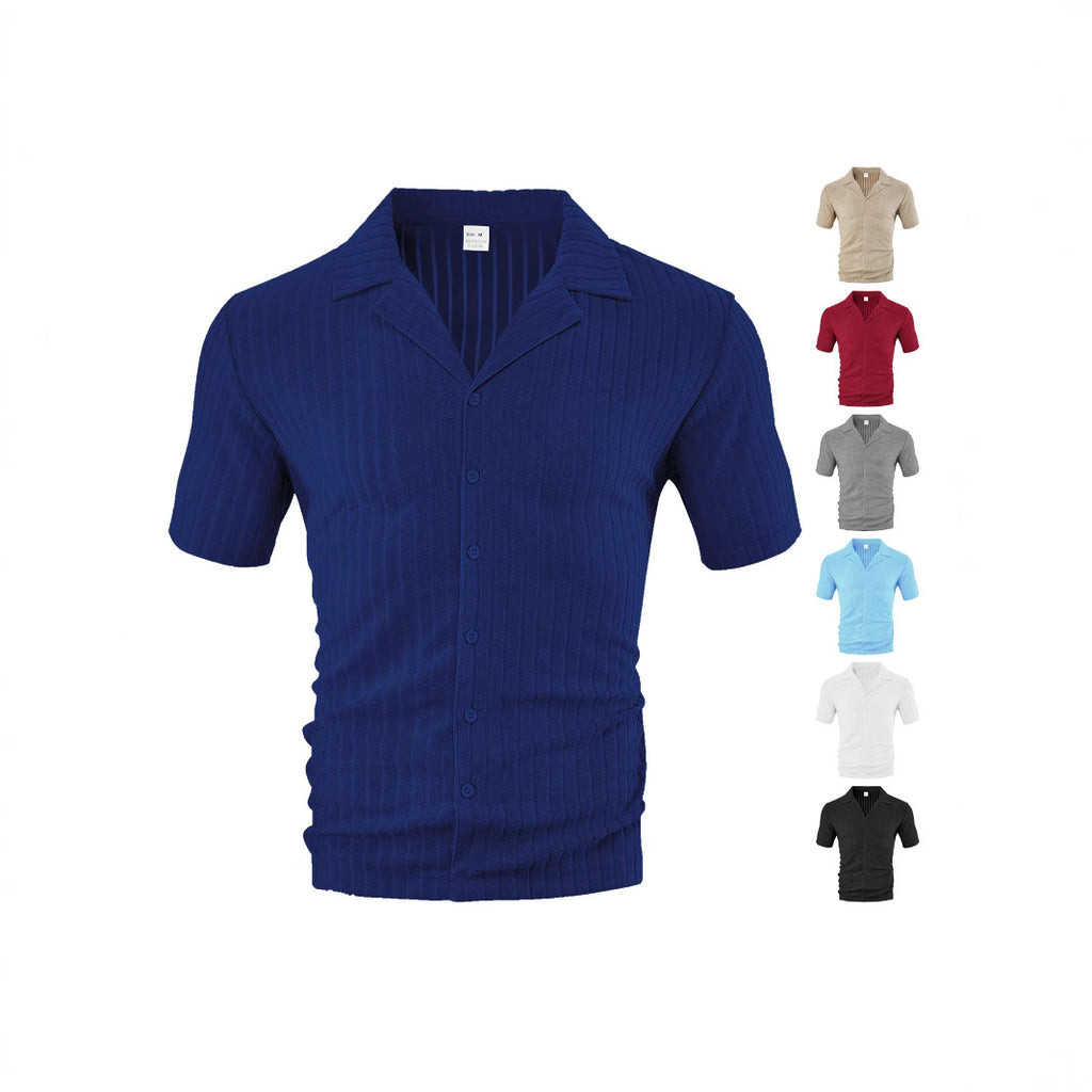 Loose Casual Breathable Lapel Men's Short Sleeve
