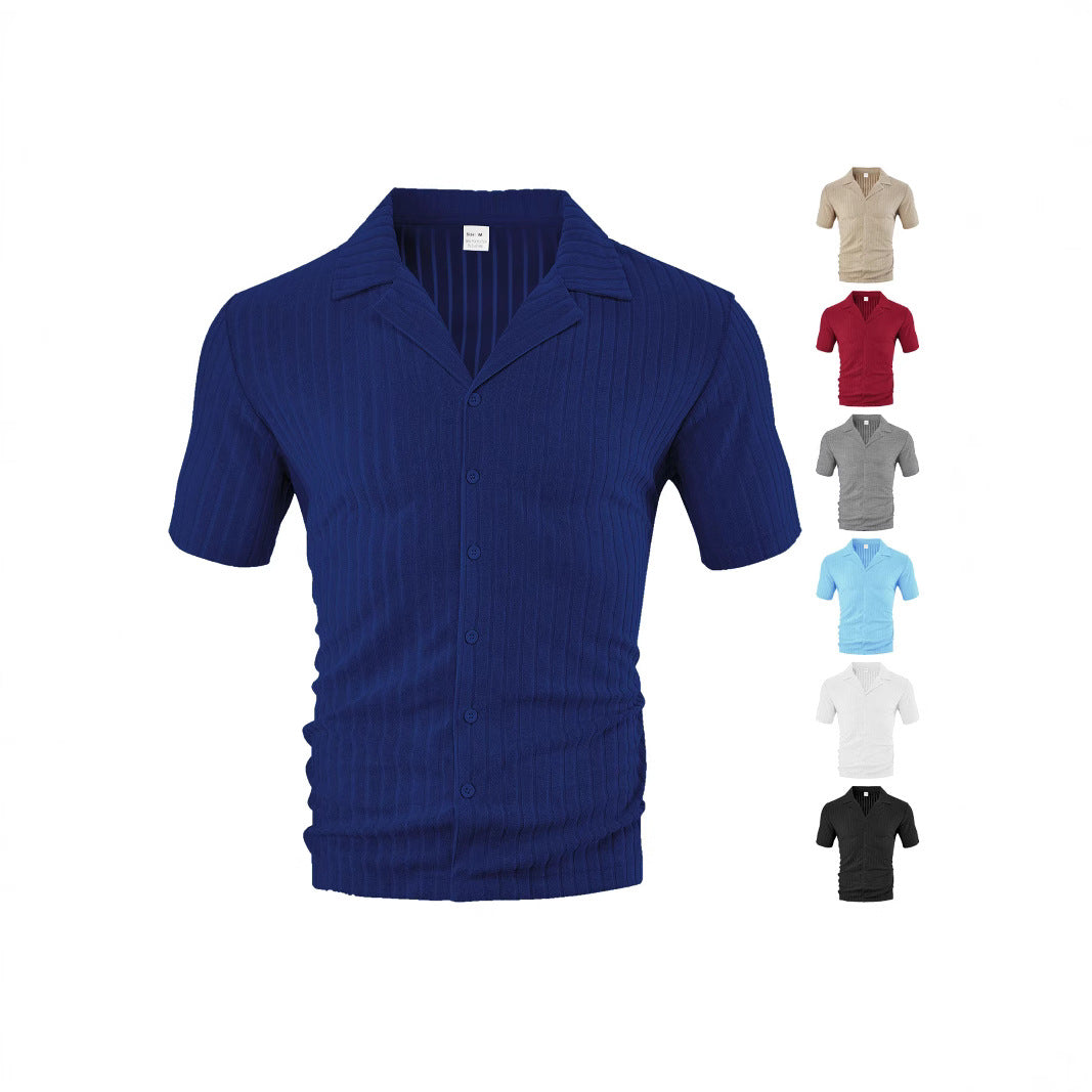 Loose Casual Breathable Lapel Men's Short Sleeve