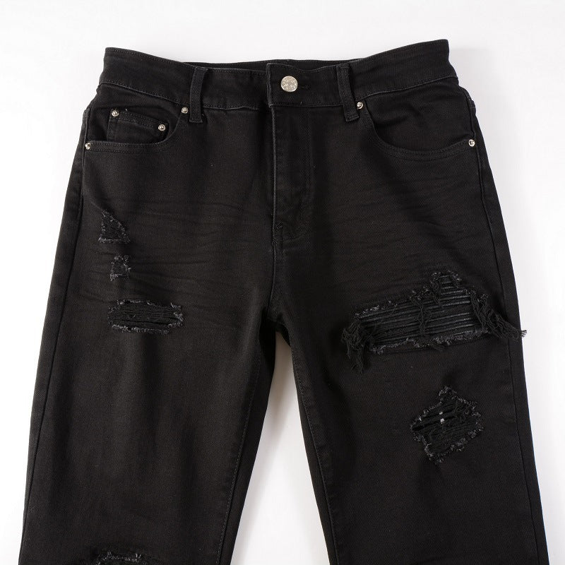 Jeans Men's High Street Fashion Brand Street Ripped Jeans