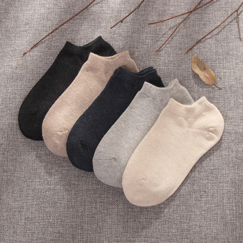 Summer Low-cut Solid-color Business Cotton Trendy Sweat-absorbent Breathable And Low-cut Ankle Socks