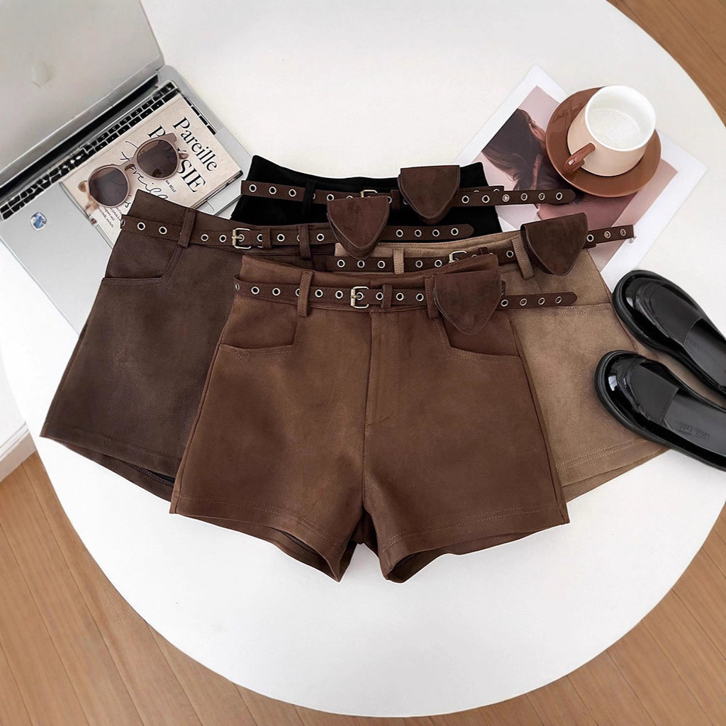 Womens Versatile Suede-Like Shorts For A Bold Edgy Look