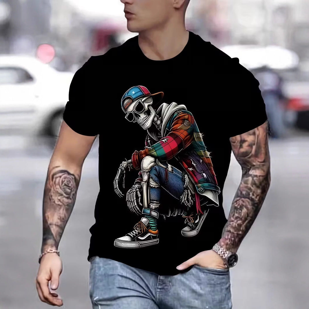 3D Digital-Print Casual Mens Top