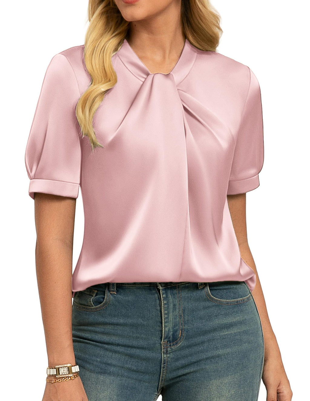 Short-sleeve Satin Shirt Business Casual