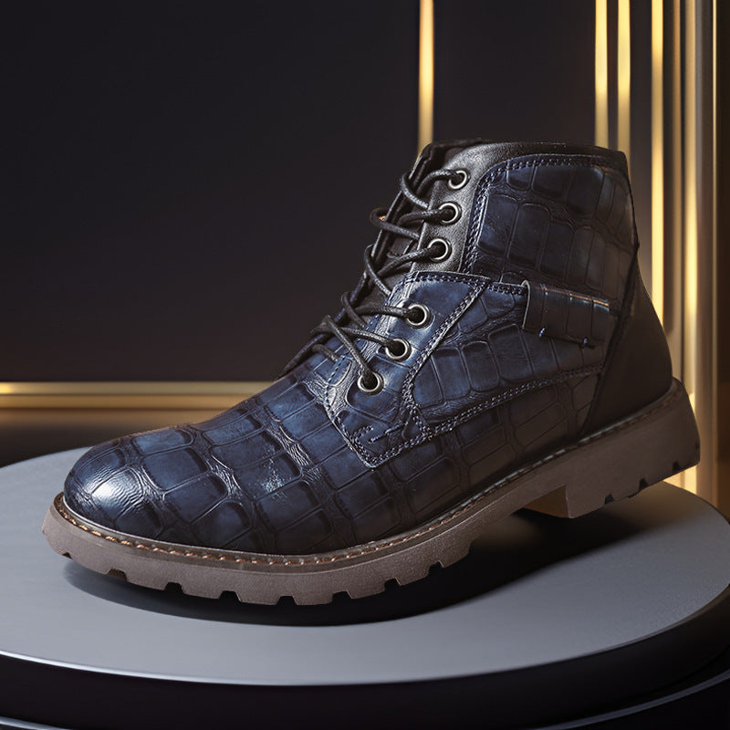 Retro Casual Outdoor Side Zipper Leather Boots