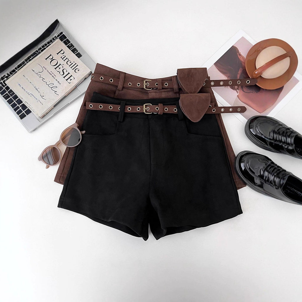 Womens Versatile Suede-Like Shorts For A Bold Edgy Look
