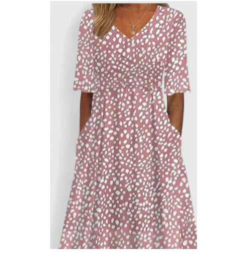 Printed European And American Style Summer Casual Loose Long-Sleeve Dress