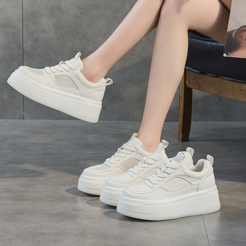 Platform Non-slip Sneakers With Thick Soles For A Height-boosting Casual Look