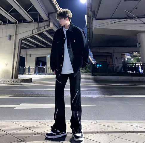 Mens High-street Edgy And Stylish Loose-fit Pants