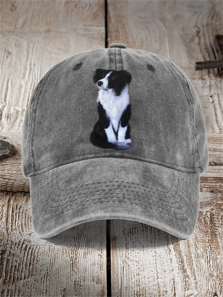 Washed Cotton Printed Hat Distressed Style Mens Vintage