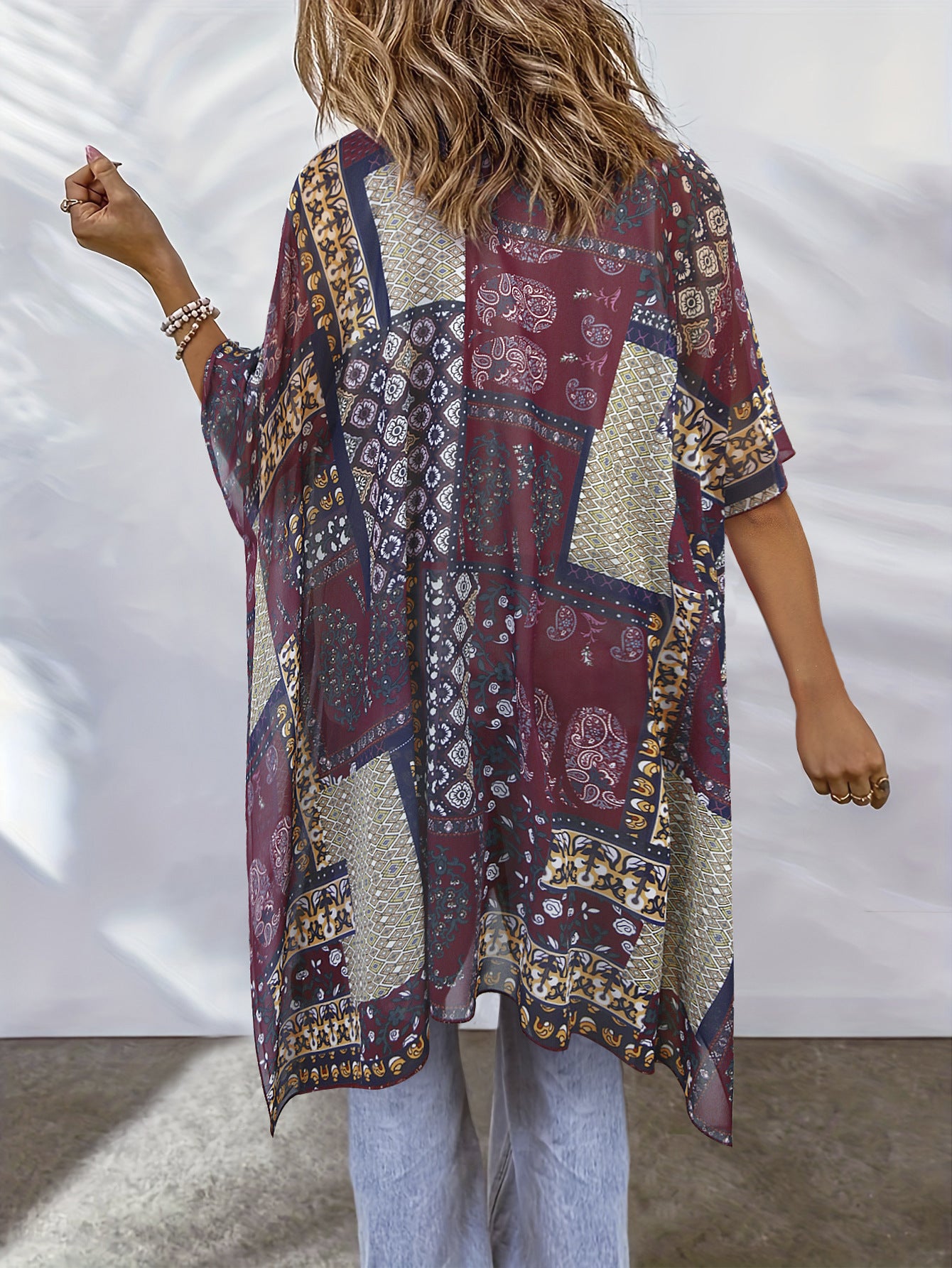 Women's Aztec-print Batwing Cardigan Cloak