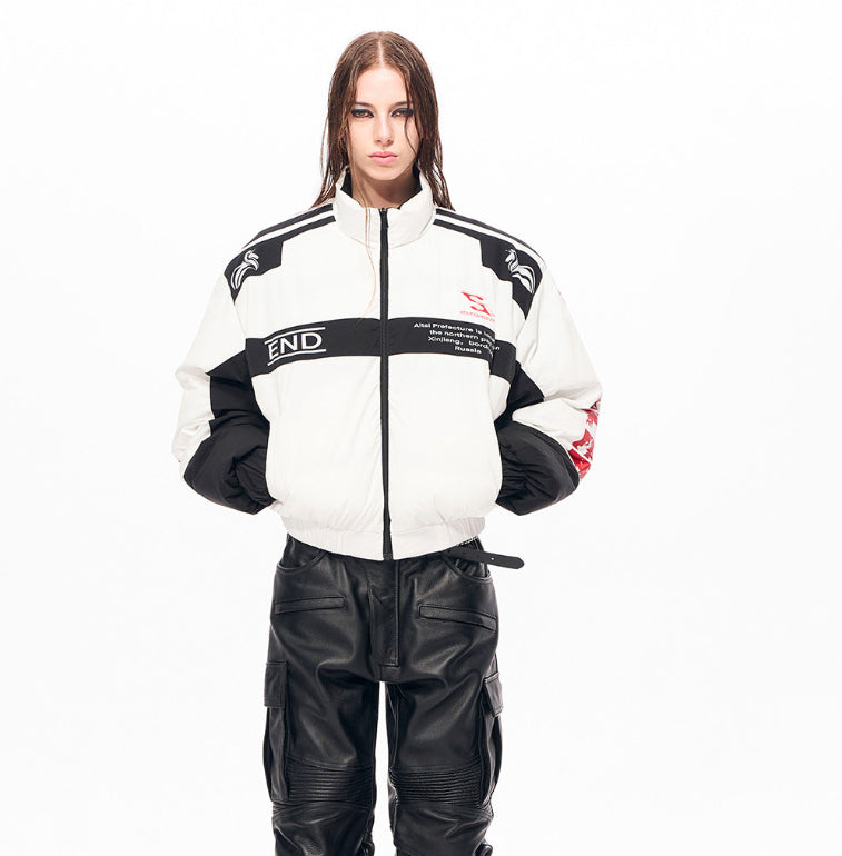 Mens Padded Quilted Puffer Jacket With A Printed Design