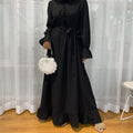 Fashionable Women's Solid Color Patchwork Large Swing Muslim Dress