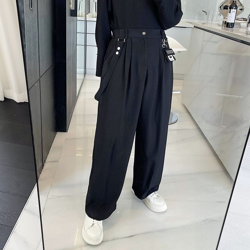 Draped Loose-fitting Mens Casual Pants With Wide Legs That Drag On The Floor