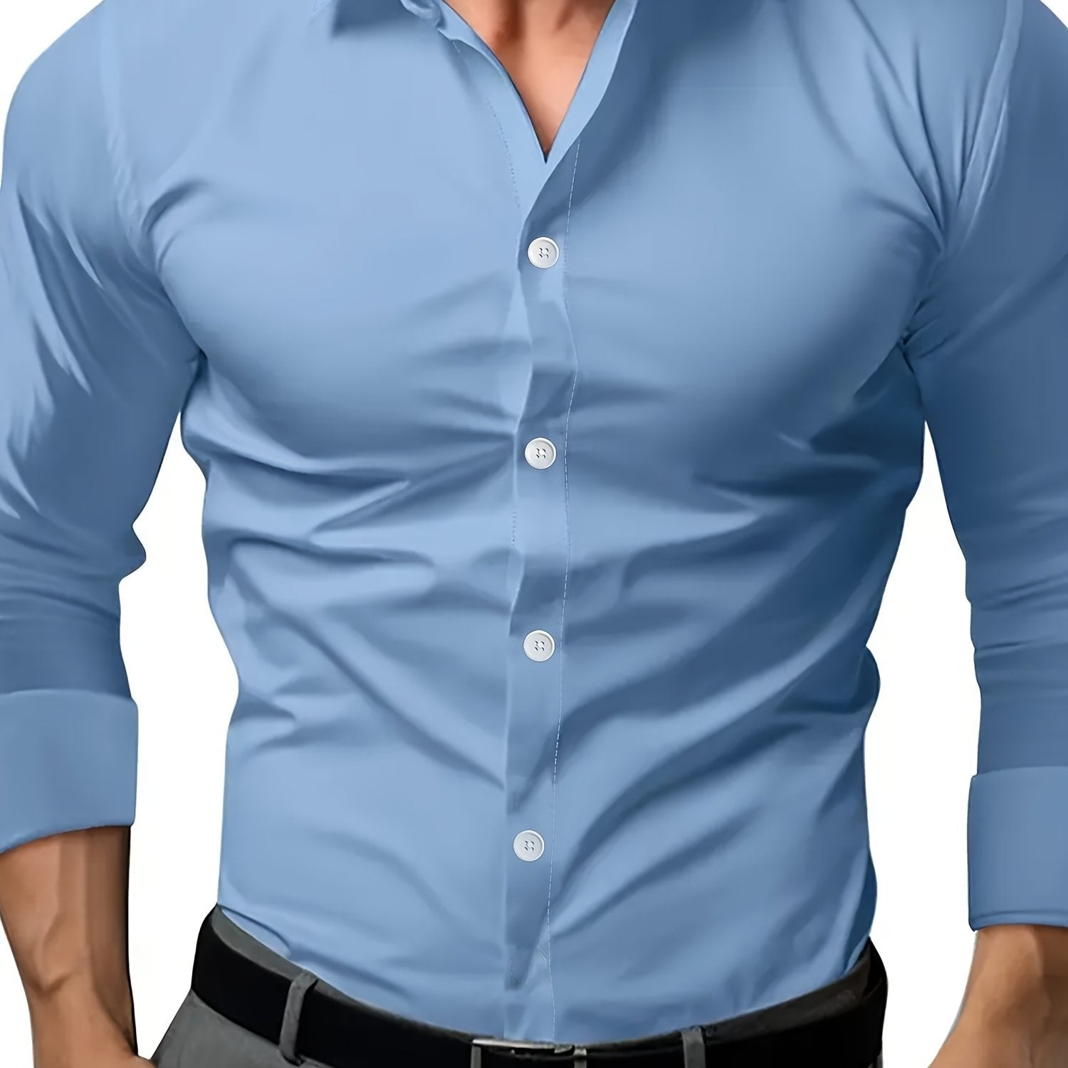 Polyester Semi-Sheer Dress Shirt Dark Gray Semi-Sheer