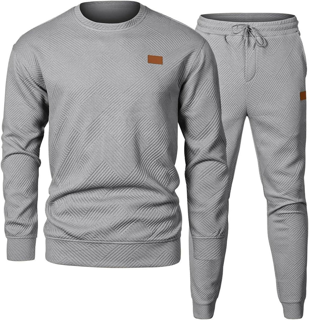 Round Neck Jacquard Sweater Set Men