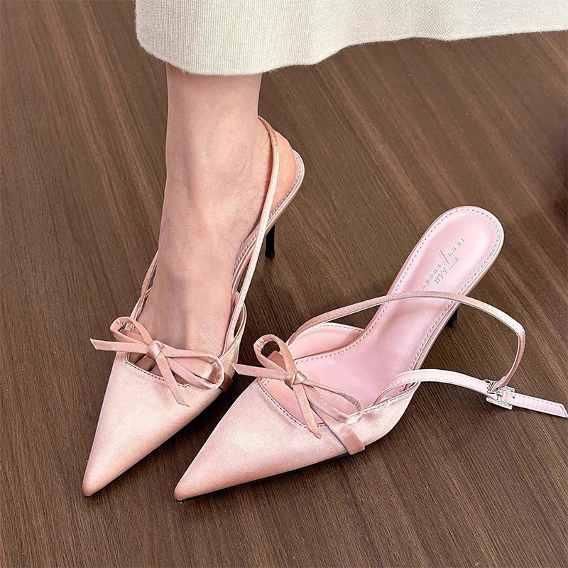 Elegant Niche Pointed-toe Sandals With A Bow Detail