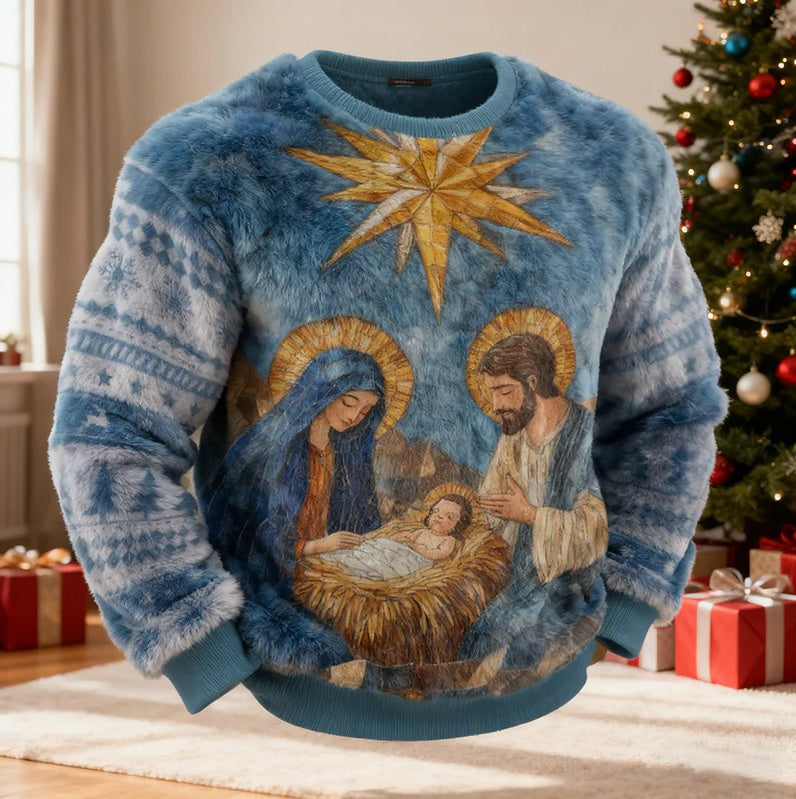 Womens Autumn Winter Christmas Cartoon Puppy Crew-Neck Sweatshirt