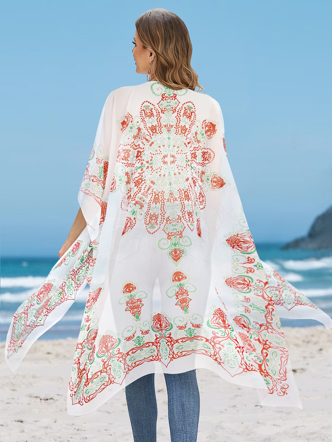 Women's Aztec-print Batwing Cardigan Cloak