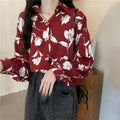 Women's Retro Printed Loose Long-Sleeve Shirt