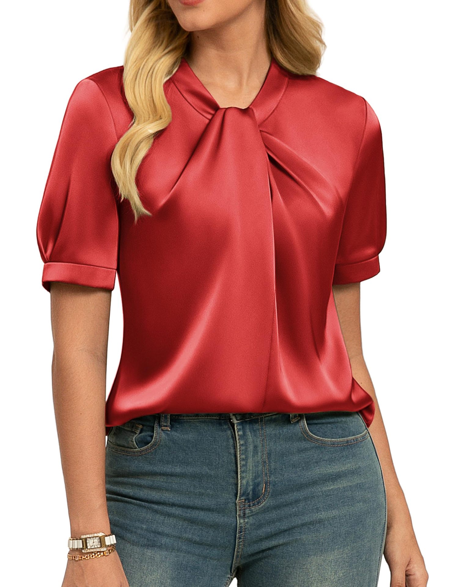 Short-sleeve Satin Shirt Business Casual
