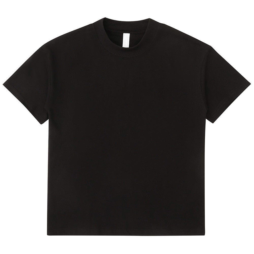 Mens And Womens Loose-fitting Solid-color Short-sleeve Cotton T-shirt