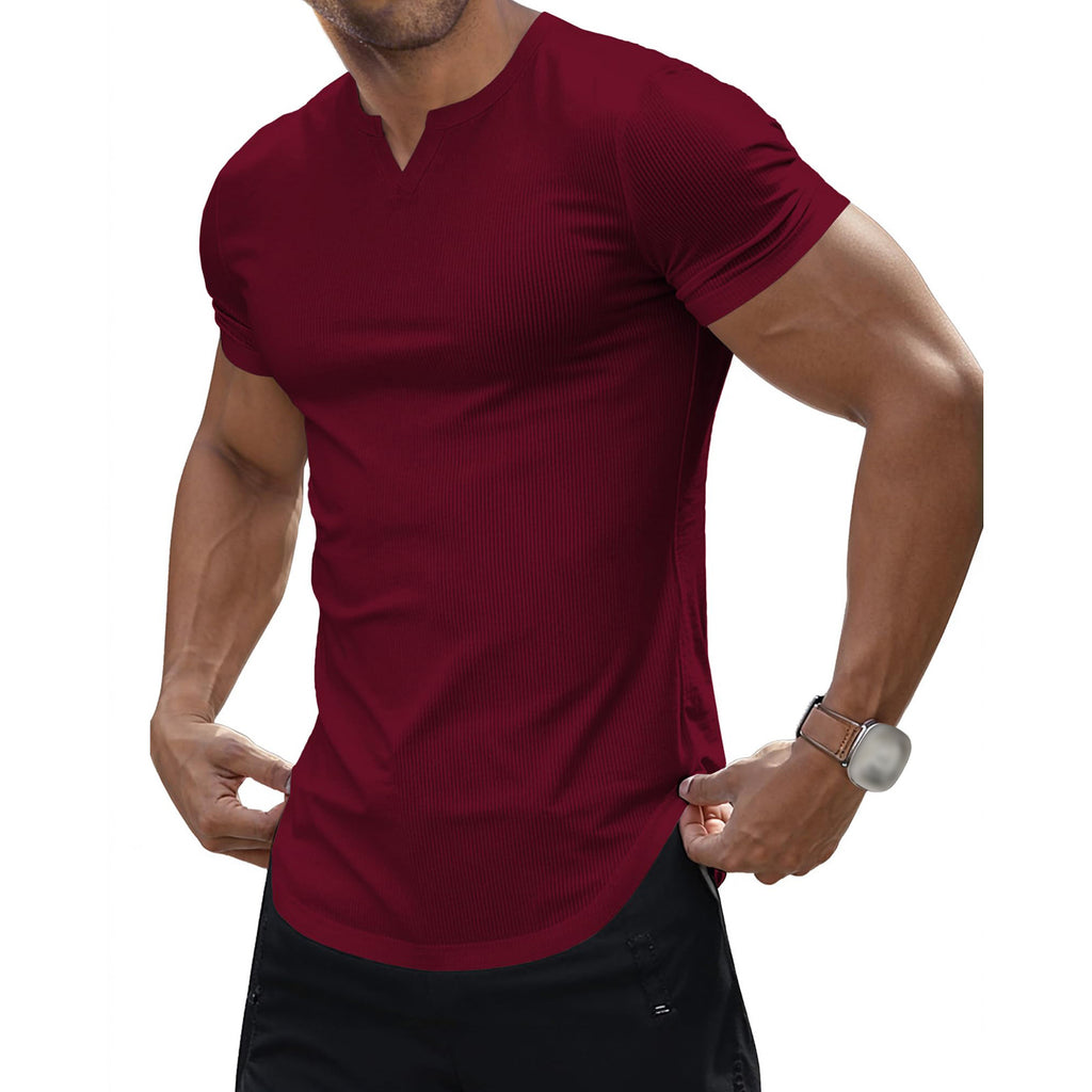 Fashion Men's Sunken Stripe Casual T-shirt Top