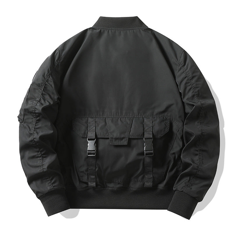Retro Baseball-style Multi-pocket Work Jacket