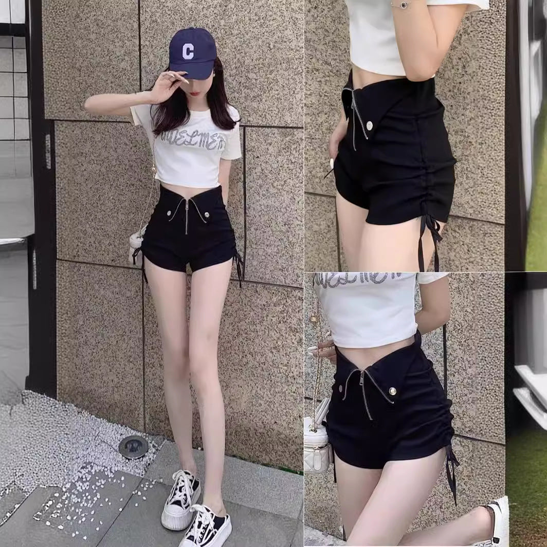 Womens Ultra-high-rise Black Shorts
