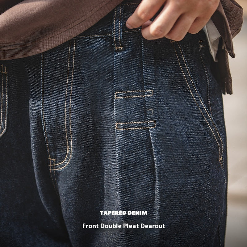 Washed Elastic Waist Loose Jeans