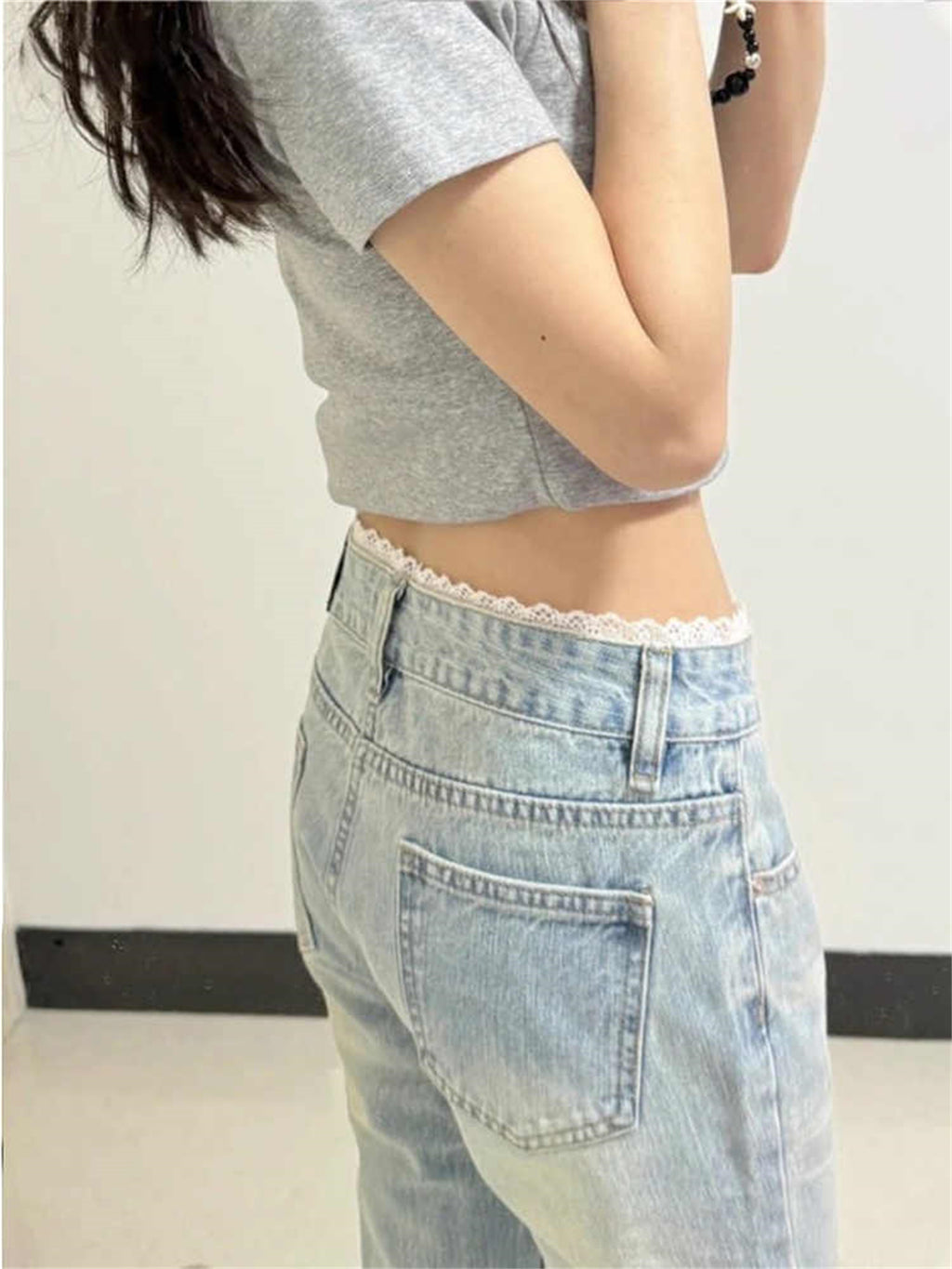 Women's Washed Slim Flared Trousers