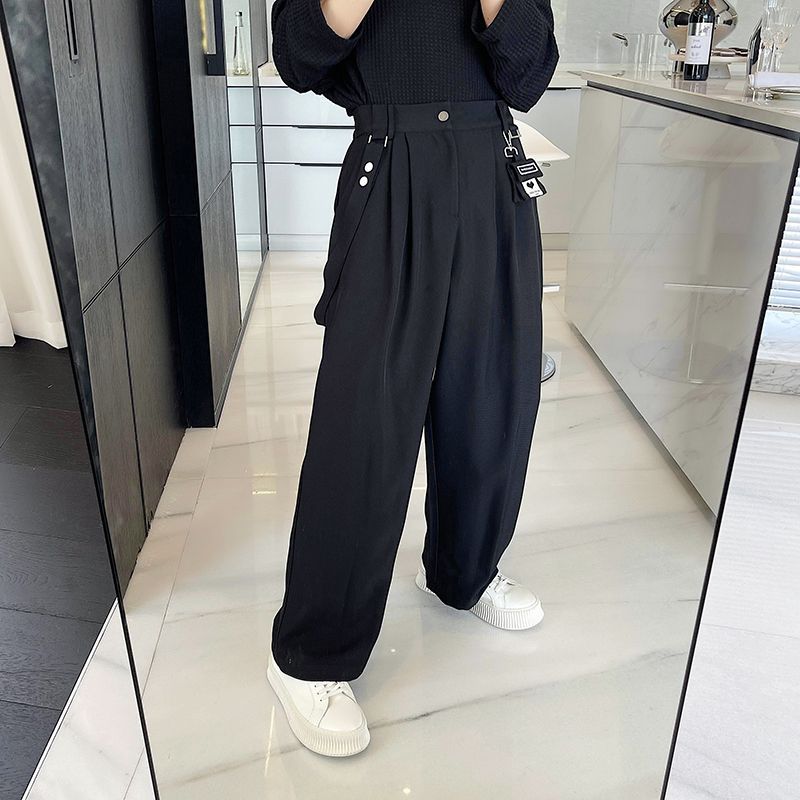 Draped Loose-fitting Mens Casual Pants With Wide Legs That Drag On The Floor