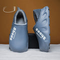 Mens Fleece-Lined Non-Slip Closed-Toe EVA Waterproof Cotton Slippers