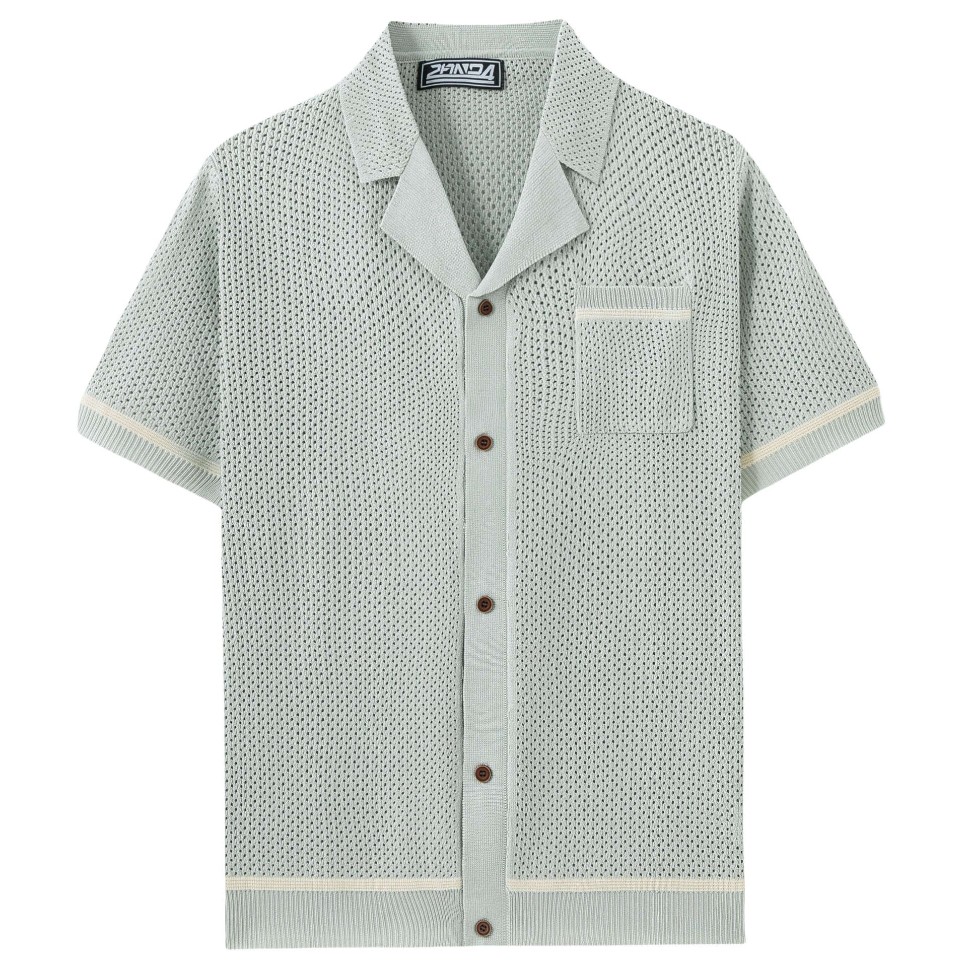 Mens Summer Casual Hollow-Out Knit Top